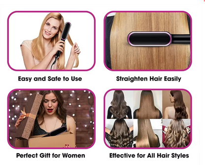 2-in-1 Ionic Hair Straightening Brush | Sleek, Smooth & Fast Heating